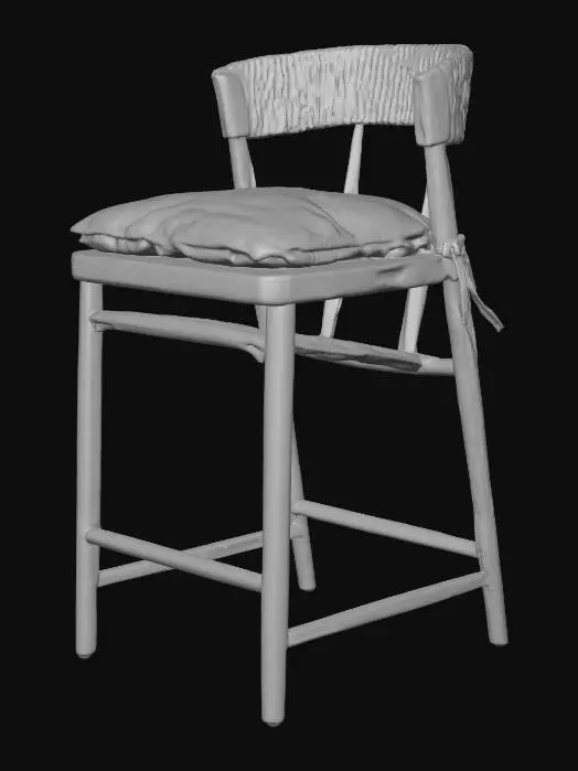 3D model for Tanner Updated Traditional Cream Performance Brown Oak Wood Woven Counter Stool