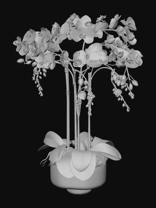 3D model for Faux Orchid Plant For Weathered Stone Tulip Pedestal Bowl - Small