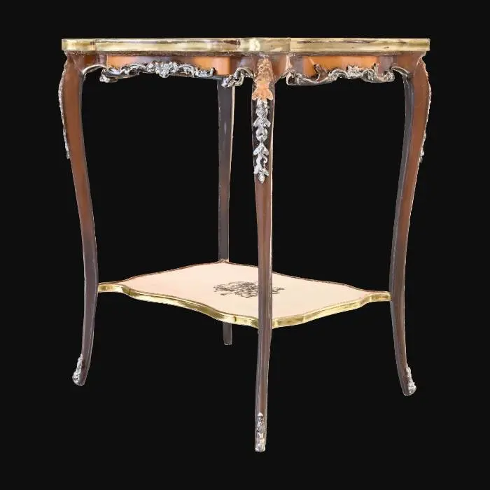 3D model for French Belle Époque Period Louis XV Style Mahogany Marquetry Gilded Bronze Ormolu Mounted Tiered Etagere Stand Side Table circa 1880