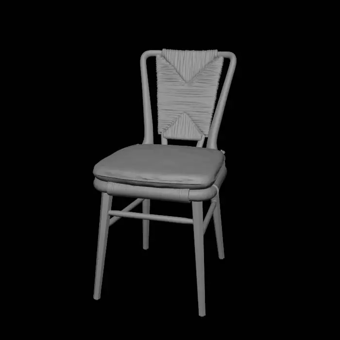 3D model for Rattan Dining Chair with Leather Cushion