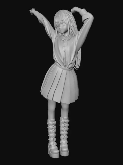 3D model for Stretching in a School Uniform