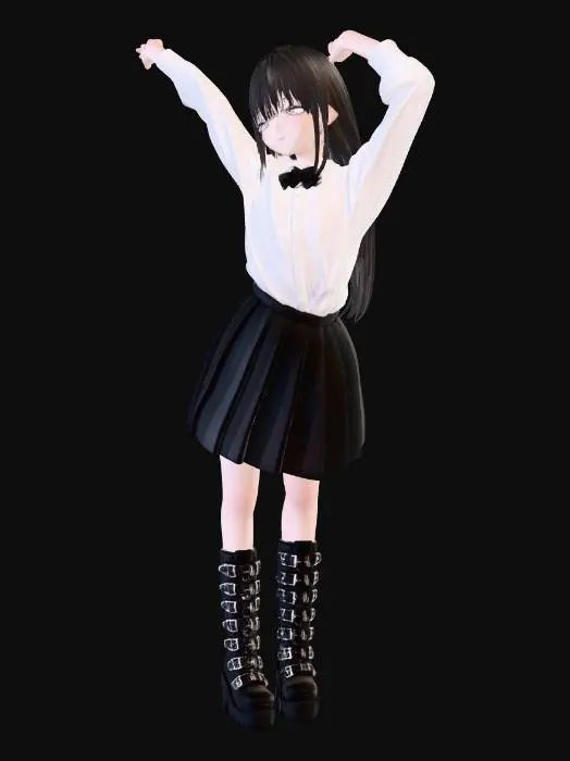 3D model for Stretching in a School Uniform