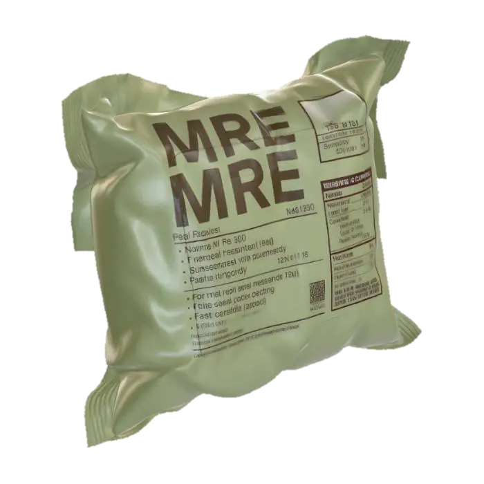 3D rendering of a Military MRE food ration package. - 3drender 3D model, vytvořený pomocí AI