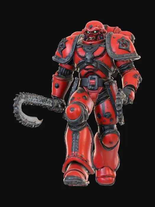 3D model for Warhammer 40K Space marine hyper detailed holding chain saws in each hand in a running stance