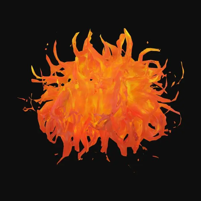 3D model for flaming wig hair glitched corrupted no head

