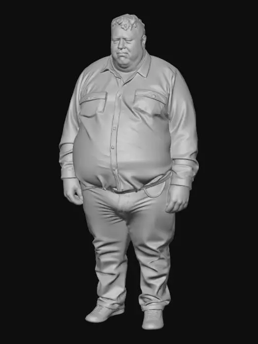 3D model for Heavyset Man in a Plaid Shirt