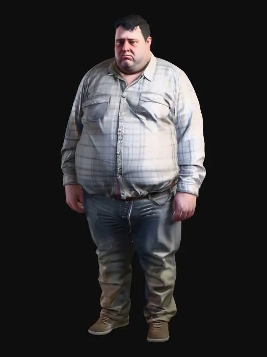 3D model for Heavyset Man in a Plaid Shirt