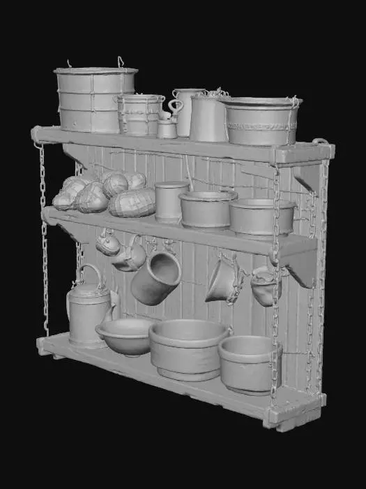 3D model for Rustic Kitchen Shelf