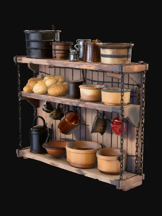 3D model for Rustic Kitchen Shelf
