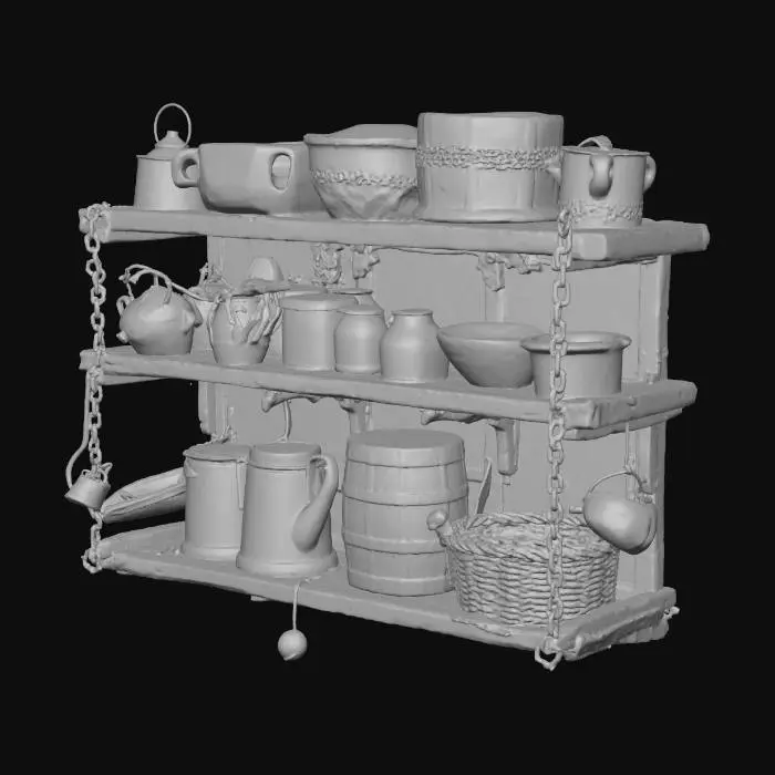 3D model for Rustic Kitchen Shelf