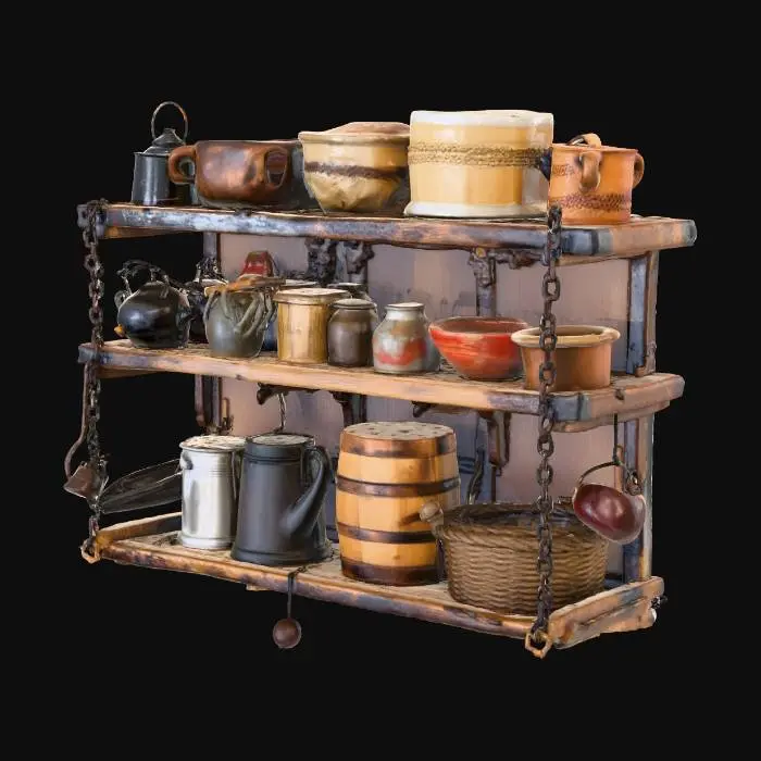 3D model for Rustic Kitchen Shelf