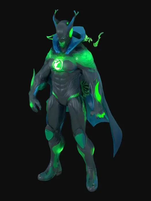 3D model for Green lantern fusion with Spawn in black and blue