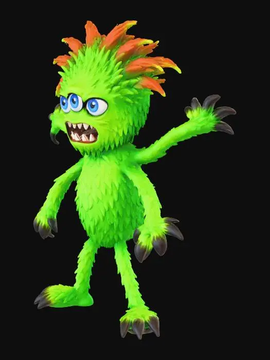 3D model for Green Furry Monster