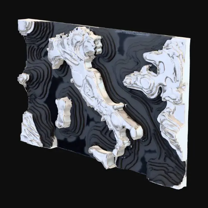 3D model for резное 3D пано из дерева на тему Италия, в виде чёрно-белого изображения карты высот, прямоугольные.