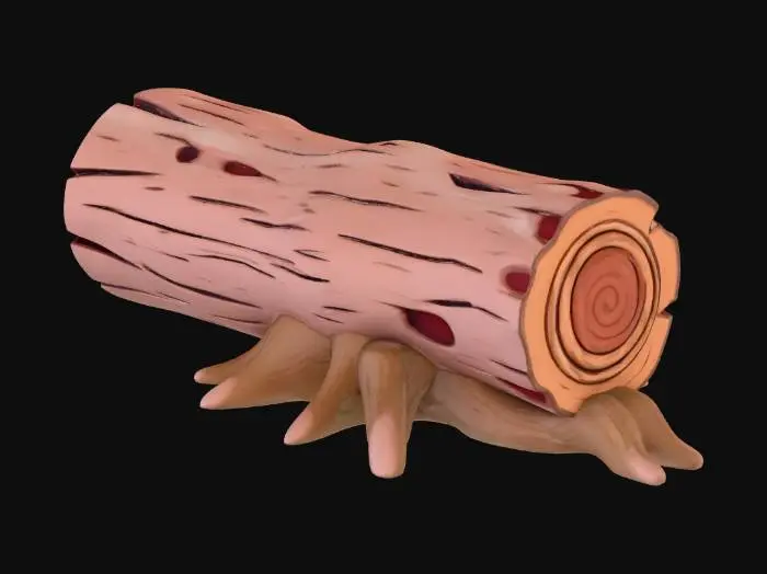 3D model for anime log no leaves no stump