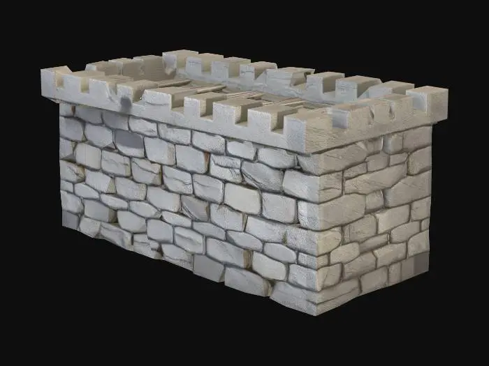 3D model for An anime medieval wall, just straight 
and small no flags or windows no doors no towers and flat
