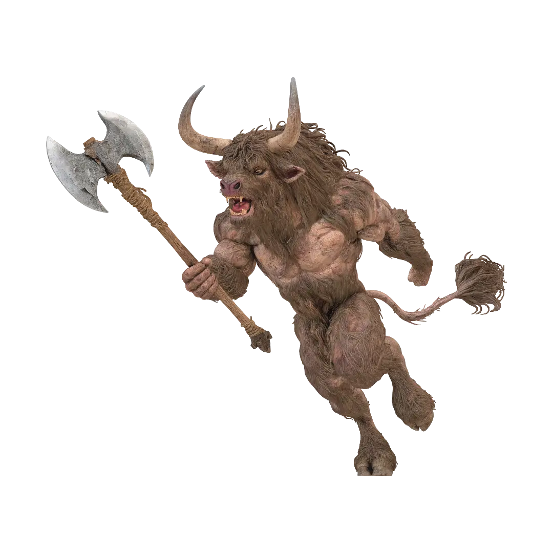 Minotaur - Battlepose 3D model, vytvořený pomocí AI