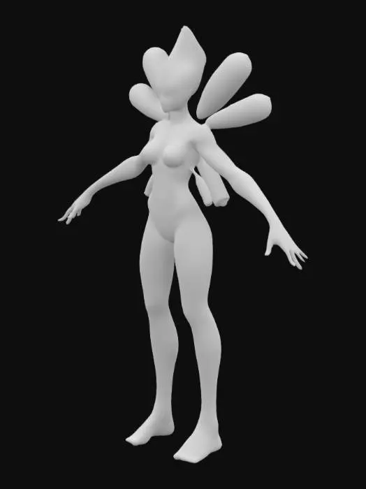 3D model for Create a detailed, military armored alien NPC in a T-pose for an FPS game, inspired by H. R. Giger, 90's sci-fi movies, comic books, and action figures. Include intricate textures, vivid colors, and unique anatomical features.