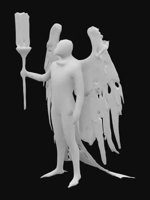 3D model for A Giant with parrot wings, well dressed, simetrical, holding a torch.
4k High detailed, best quality possible