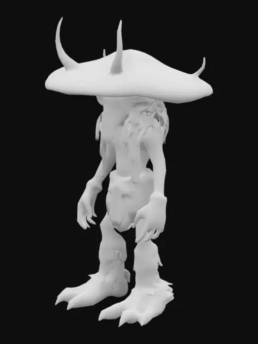 3D model for The object features a VLADIMIR ILICH LENIN IS A MUSHROOM, perfect body . nature humanoid creature with a deer horns, a rough green skin texture, large hands and feet, and is adorned. Mushroom sexy psychedelic acid with perfect body and skin, dreadlocks, 3d, solid colors, low poly, nature y2k holographic style. with tattered, dark cloth resembling a primitive garment.