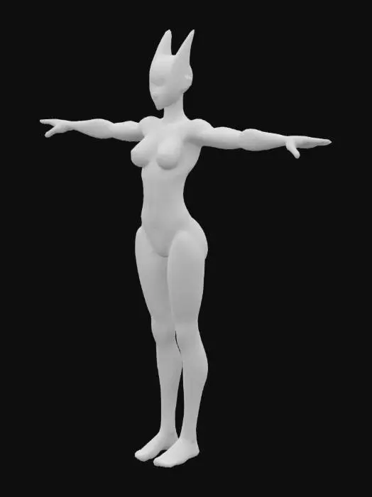 3D model for The object features an elongated, humanoid shape with sharp, fluorescent wild nature angular geometry and a textured, iridescent surface resembling organic armor. T-pose