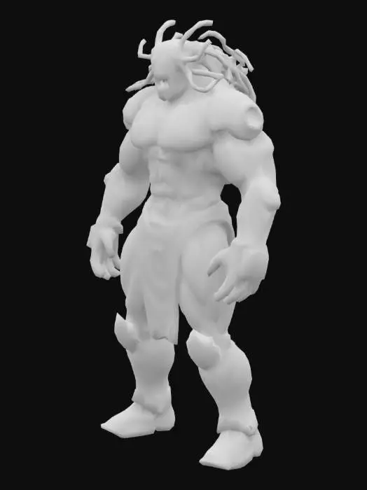 3D model for Ultra-detailed 3D render of a colossal muscular cyborg 'Tank Metalhead'. liquid metal y2k cyberpunk. Hyper-realistic textures: oiled metallic skin fused with armored plating, rivets, and battle scars. Instead of a head, a rusted tank turret emerges, with 5 thick, cable-like dreadlocks made of braided steel chains and hydraulic hoses. Boris Vallejo-inspired palette: burnished copper, gunmetal gray, and blood-red tribal tattoos glowing across chest.  roaring mid-stride on a shattered battlefield, crushing debris under tank-tread boots. Dramatic sunset lighting accentuates chrome abs and dieselpunk exhaust pipes on shoulders. 8k resolution, Unreal Engine 5 realism, subsurface scattering on skin, octane render. Style: hybrid of biomechanical horror and heavy metal album art. T-posed.