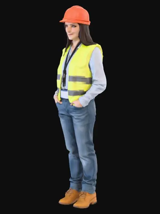 3D model for Construction Worker with Hard Hat