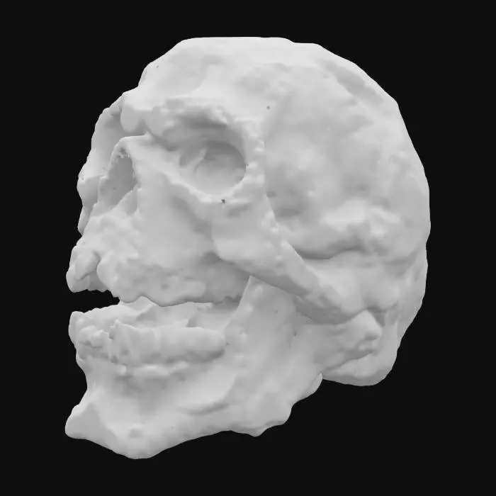 3D model for haz una calavera de roca con la boca abierta como si estuviera sufriendo con los ojos de con luz emisiva de fuego , #emblem#