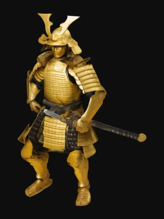 3D model for a golden samurai mit einer schwertscheide an seiner hüfte

