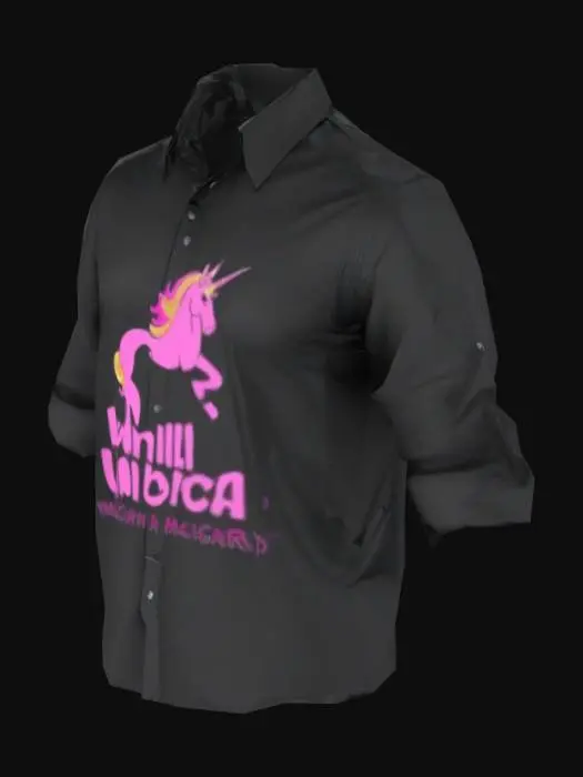 3D model for Make a nice black button up shirt for the Vanilla unicorn strip club in gta5 fivem, im trying to make eup and need a model to put on my charatcter, i want the shirt to be black with rolled up sleaves and the logo to be pink with the logo/unicorn or whatever and text both over and under or just one of them Saying Vanilla unicorn on the back and on one of the breast and on the other breast for it to say "Look but dont touch"