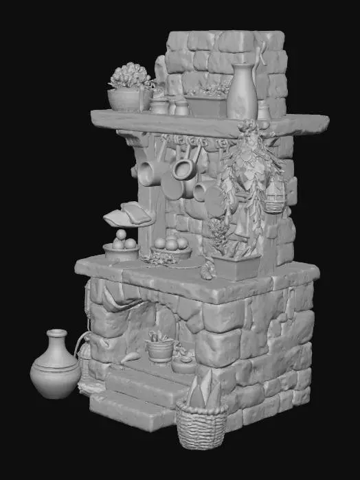 3D model for Rustic Kitchen Hearth