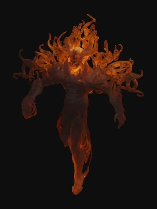 3D model for a flame that turns into hades king of underworld 