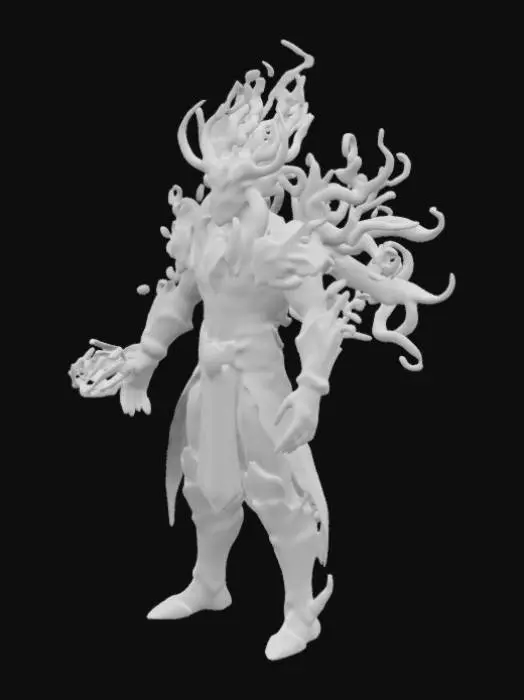 3D model for a flame that turns into hades king of underworld 