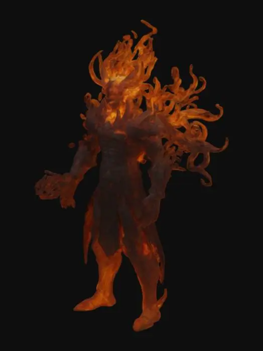 3D model for a flame that turns into hades king of underworld 
