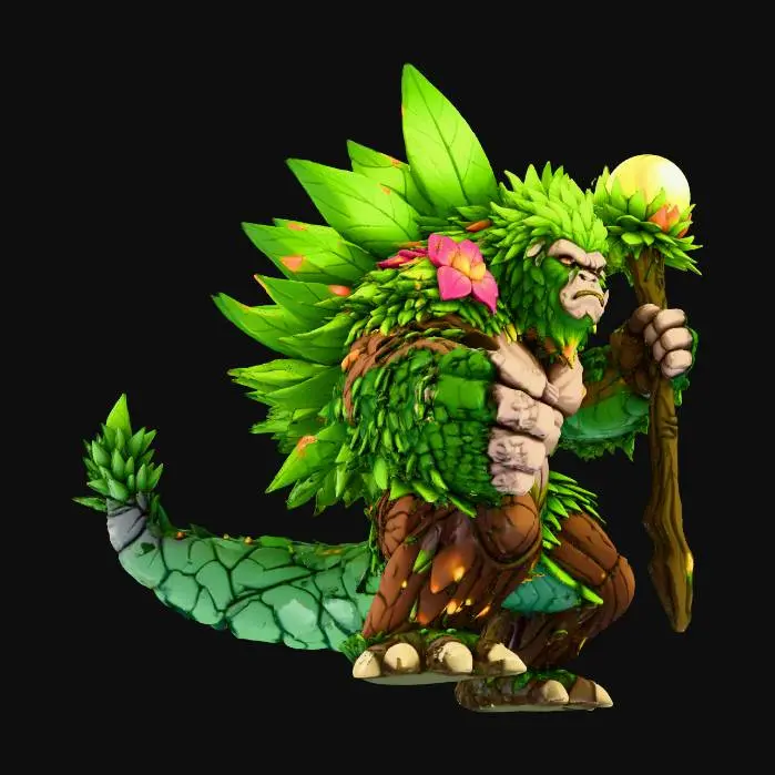 3D model for Gotythmic fusionné avec un stegosaure très impresionnant (roi des pokemons végétaux