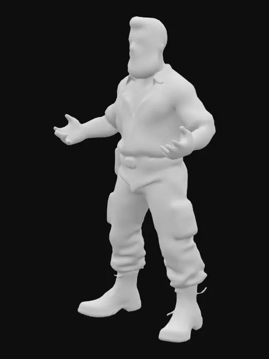 3D model for Cartoony survivor adult man low poly but not too low poly 