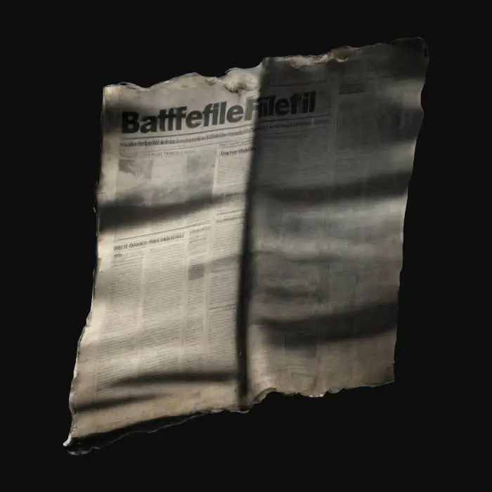 3D model for Highly Detailed, Dusty and ripped news paper, Battlefield 3 graphics, Battlefield 3 design, Battlefield 3 Game Design, Game Assets, Ultra Realistic, Readable, Readable text, real text, real readable text, real pictures, real clear pictures, real clear readable text, real text
