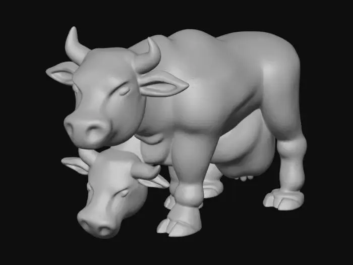 3D model for Two-Headed Cow Drawing