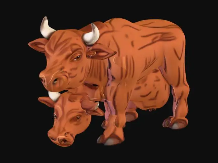 3D model for Two-Headed Cow Drawing