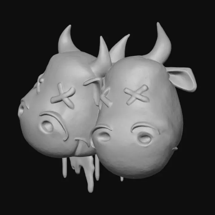 3D model for Two-Headed Cow Icon