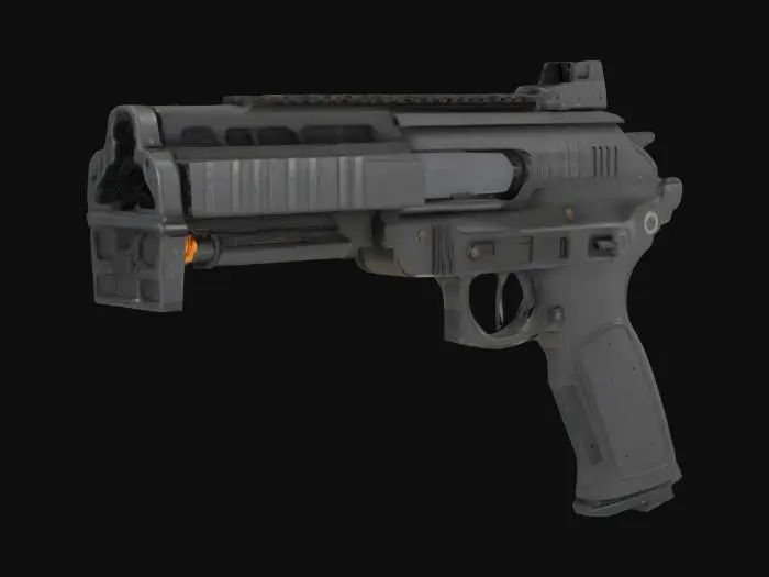3D model for huge semi-automatic pistol, huge barrel, Game Asset, Ultra Realistic, Unreal engine 5 FPS game, Call of duty 