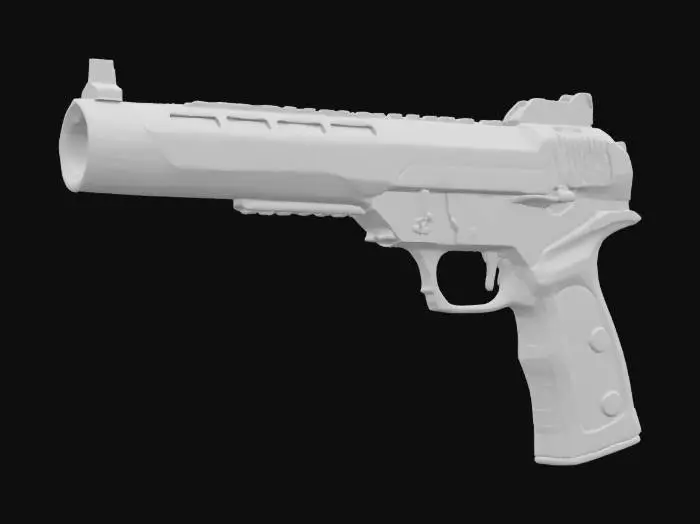 3D model for huge semi-automatic pistol, huge barrel, Game Asset, Ultra Realistic, Unreal engine 5 FPS game, Call of duty, Russian PKV SMG 