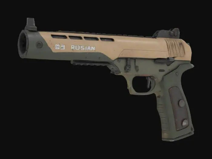 3D model for huge semi-automatic pistol, huge barrel, Game Asset, Ultra Realistic, Unreal engine 5 FPS game, Call of duty, Russian PKV SMG 