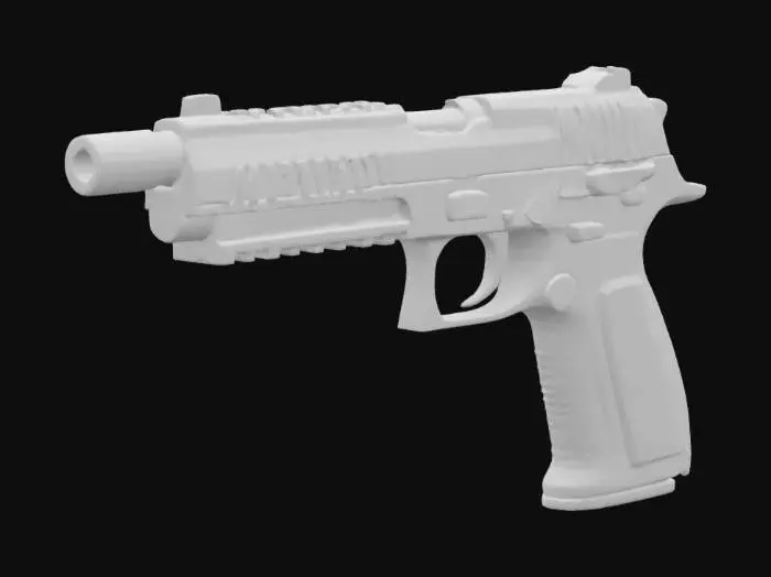 3D model for James Bond Secret Agent Pistol, semi-automatic pistol, huge barrel, Game Asset, Ultra Realistic, Unreal engine 5 FPS game, Call of duty, PKV MARK 3, HAMMER Edition