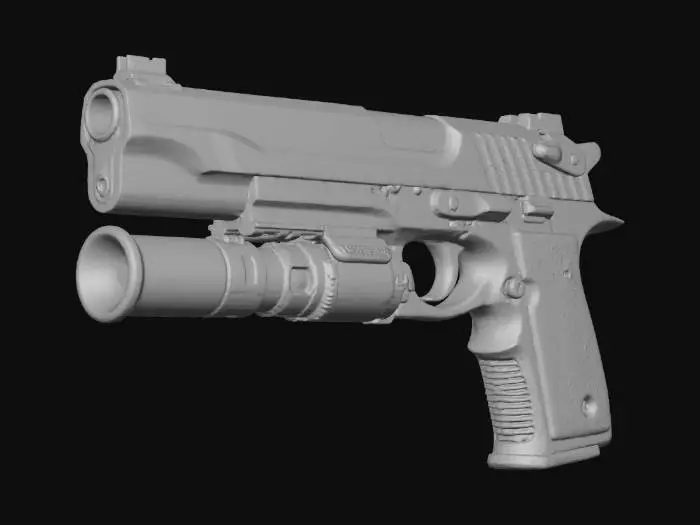 3D model for huge semi-automatic pistol, huge barrel, Game Asset, Ultra Realistic, Unreal engine 5 FPS game, Call of duty, Russian PKV SMG
