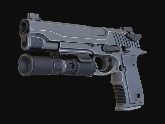 3D model for huge semi-automatic pistol, huge barrel, Game Asset, Ultra Realistic, Unreal engine 5 FPS game, Call of duty, Russian PKV SMG