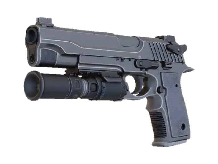 huge semi-automatic pistol, huge barrel, Game Asset, Ultra Realistic, Unreal engine 5… - Fps 3D model, vytvořený pomocí AI