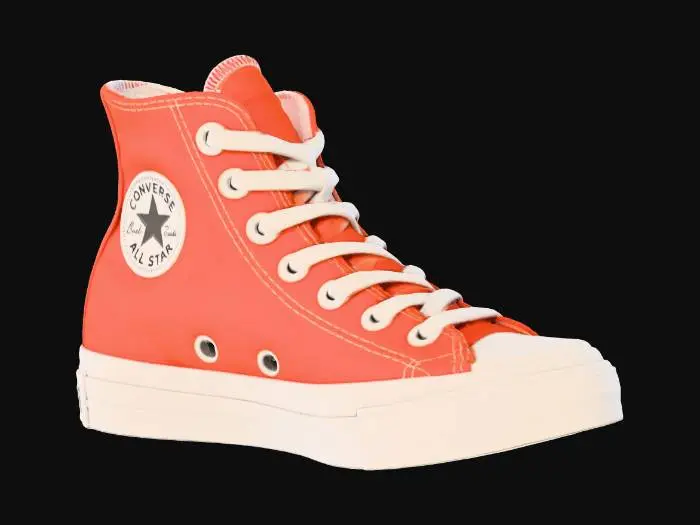 3D model for converse all star shoes, orange coloring, best quality, detailed, clean and detailed.