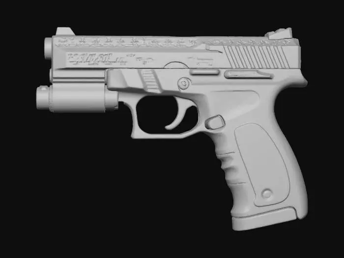 3D model for James Bond Secret Agent Pistol, semi-automatic pistol, huge barrel, Game Asset, Ultra Realistic, Unreal engine 5 FPS game, Call of duty, PKV MARK 3, HAMMER Edition