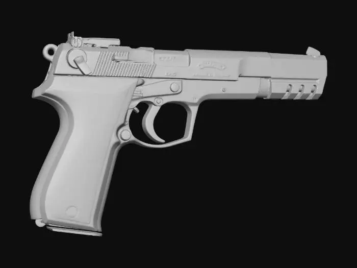 3D model for Walther 9mm pistol with wooden grip